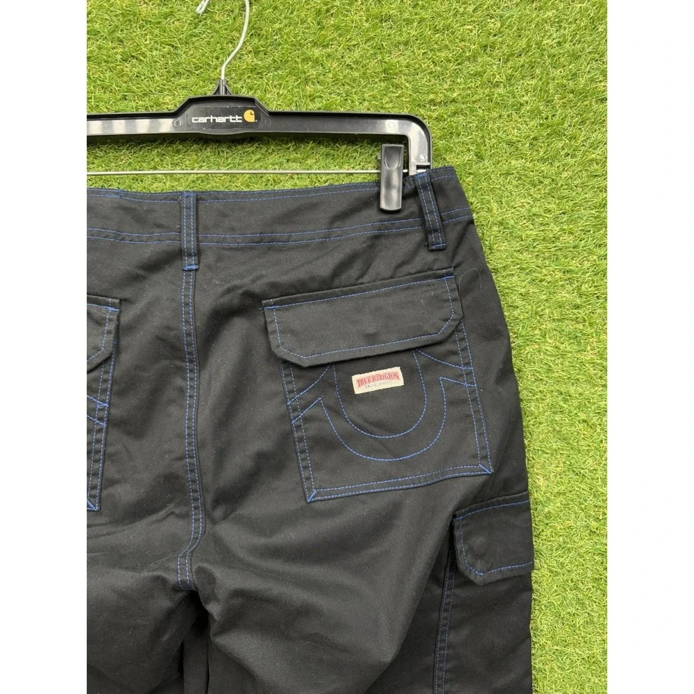True Religion Cargo Pants Mens 32 Jet Black Baggy Skater Grunge 108335 NWT